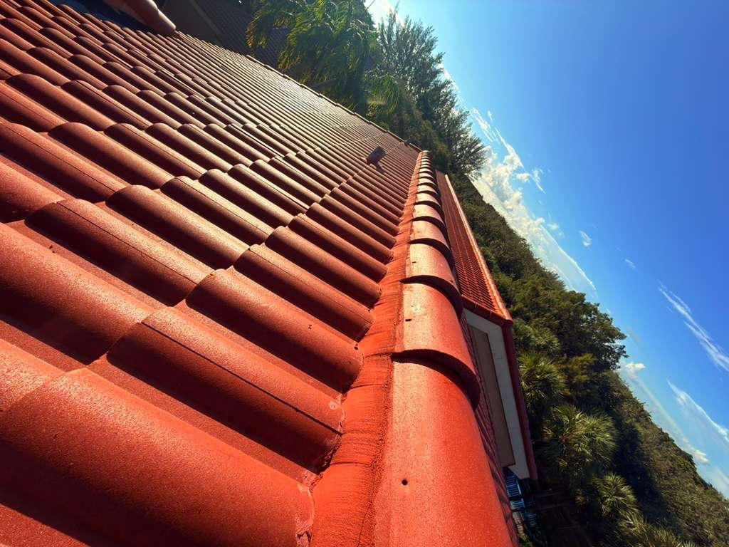 Tile roofing detail close-up